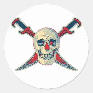 Pirata (crânio) - etiqueta redonda clássica, 