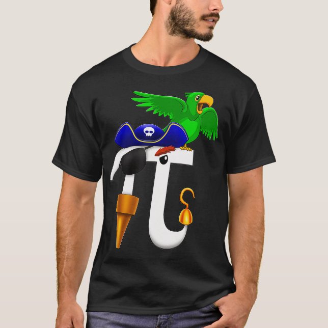 Pirata de PI T Camisa Geek de Matemática Papagaio  (Frente)