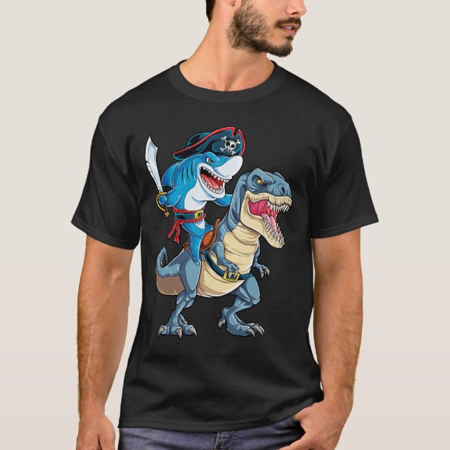 Pirata de Tubarão Dinossauro T rex T Camisa Jawsom (Frente)