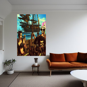 Piratas no mar   AI Art Poster