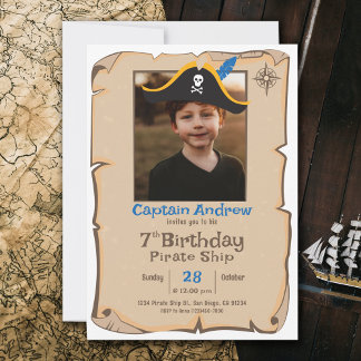 Pirate Birthday | Convite Fotográfico de Aniversár