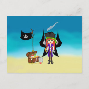 Pirate Faery com cartão postal do tesouro