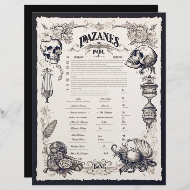 Pirate Fantasy Menu (Frente/Verso)