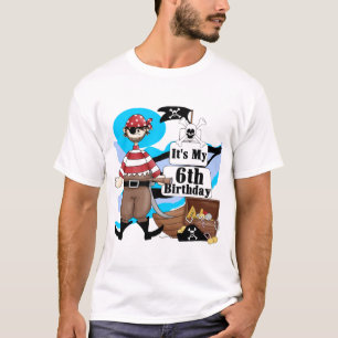 Pirateie 6os t-shirt e presentes do aniversário