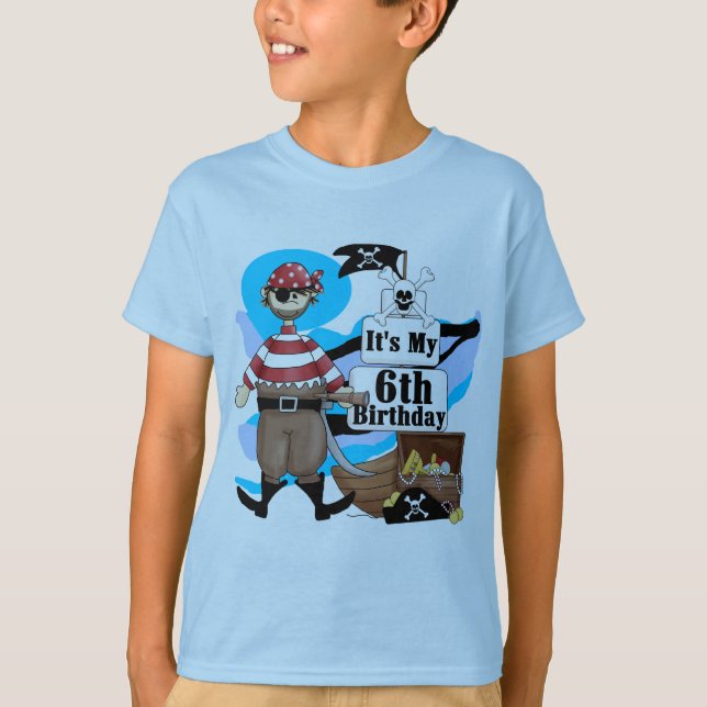 Pirateie 6os t-shirt e presentes do aniversário (Frente)