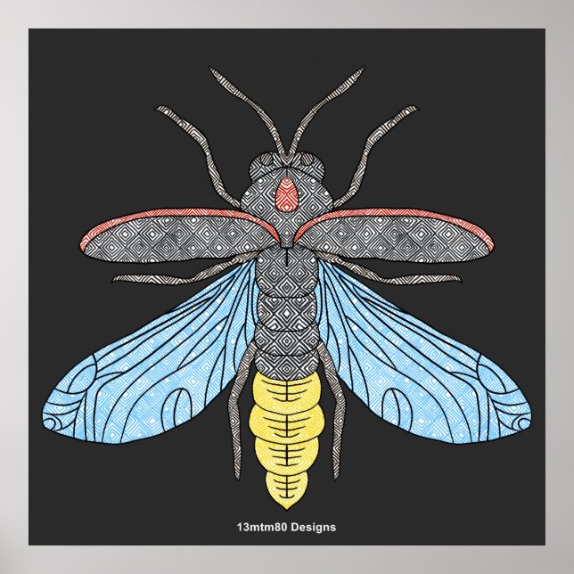 Pirilampo (preto) - Impressão de Poster (Frente)