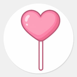 Pirulito Coração Fofo – Adesivo de Doce Kawaii