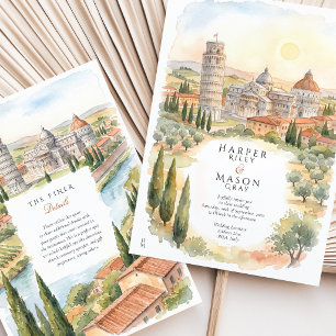 Pisa Itália Aquarela Convite de Casamento Torre In