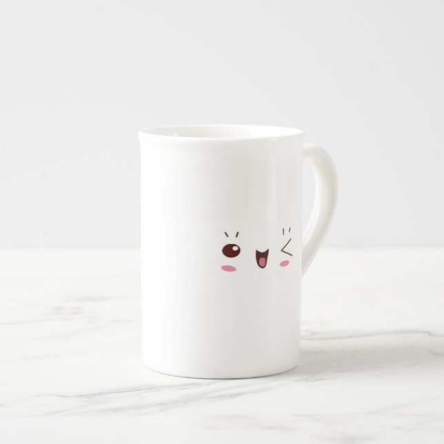 Pisc a caneca da porcelana de Kawaii (Frente Esquerda)