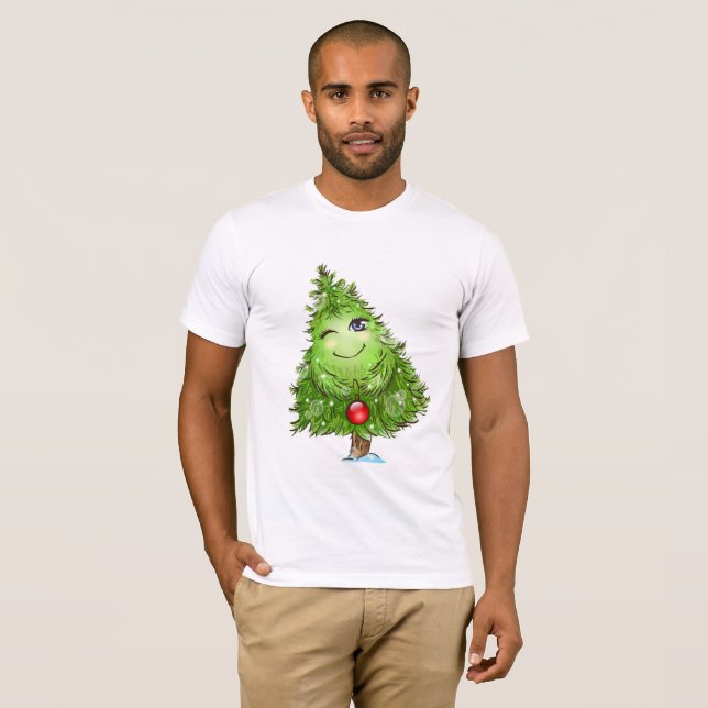 Pisc o t-shirt dos homens da árvore de Natal (Frente Completa)