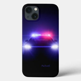 Piscar completo das luzes do carro de polícia da