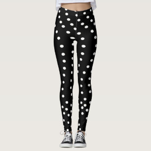 PISCAR NEGRO COM Leggings BRANCAS DE PONTOS