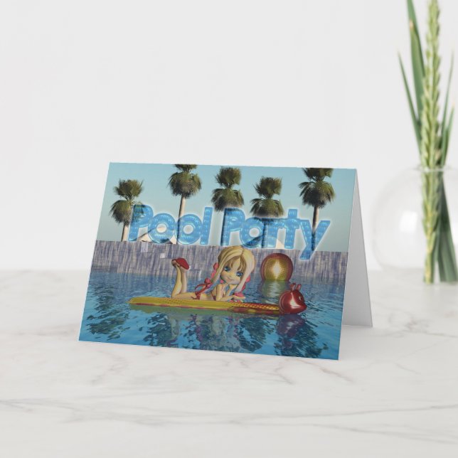 Piscina Convite de festas com torta de roupa (Frente)