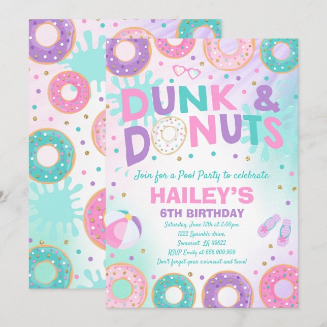 Piscina Convite de festas Duna E Festa De Piscina  (Frente/Verso)