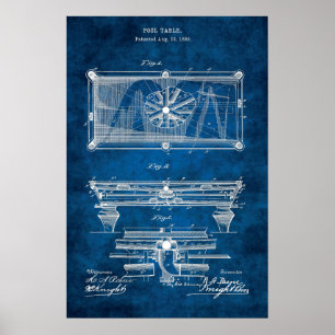 Piscina de patente da Mesa nº 10 Billiard Poster