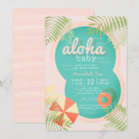 Piscina tropical rosa Convite para Chá de fraldas