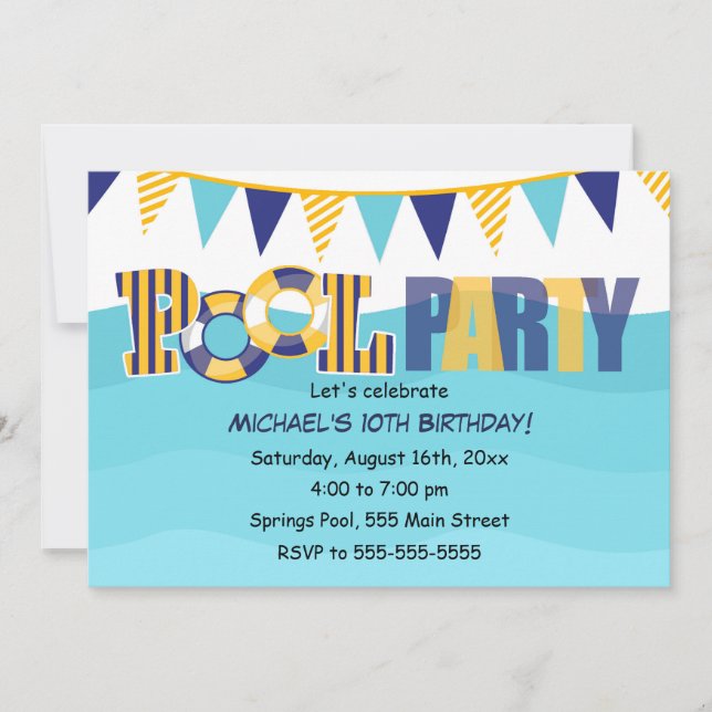 Piscinas ou Adultos Convites de festas (Frente)
