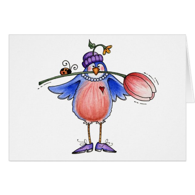 Pisco de peito vermelho do primavera - cartão (Frente horizontal)