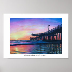 Pismo Pier no Sunset Original WAtercolor Poster