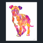 Pit Bull Puppy Pop Art Watercolor Poster<br><div class="desc">Pit Bull pop, estilo aquarela poster. Uma declaração brilhante e colorida para suas paredes. Arte original © DoggyStyle Design Studio. Achamos que os cachorros são os melhores! Seu amor e lealdade incondicionais... a forma como as caudas se abanam e as caras se acendem quando você chega em casa... você simplesmente...</div>