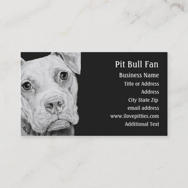 Pit Bull Terrier (Cinza) - Cartão de visita (Frente)