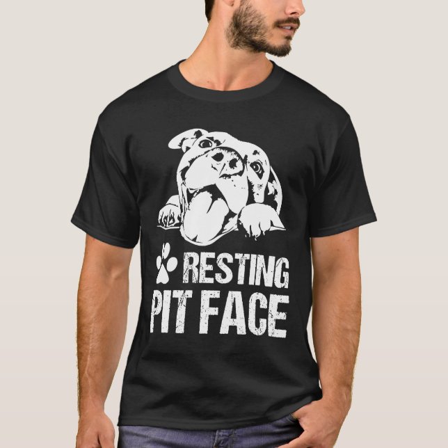 Pit Encarado Rosto Engraçado Camisa Pitbull Memóri (Frente)