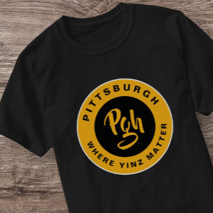 Pittsburgh Black Dourado Pgh Yinz - Camisa Retroat
