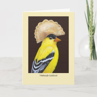 Pittsburgh Goldfinch com cartão de chapéu pierogi