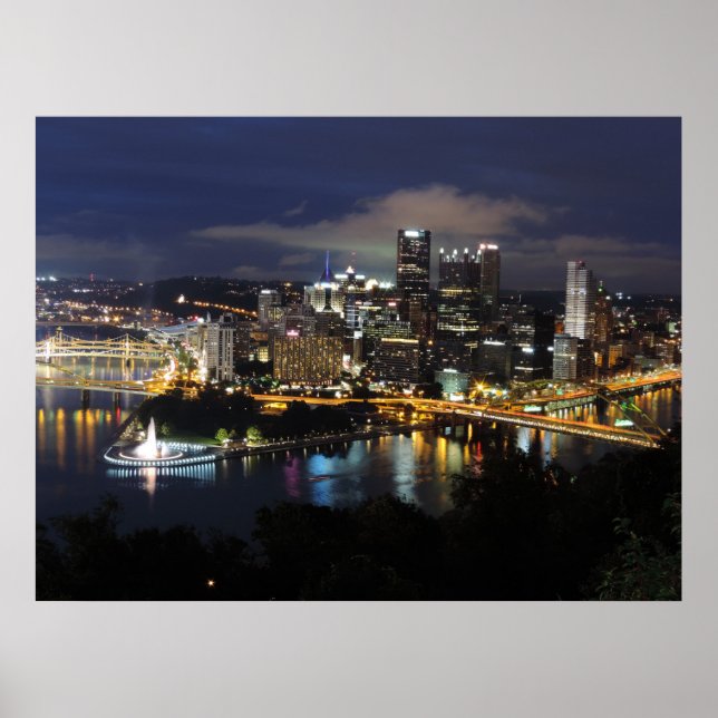 Pittsburgh Skyline em Dusk Poster (Frente)
