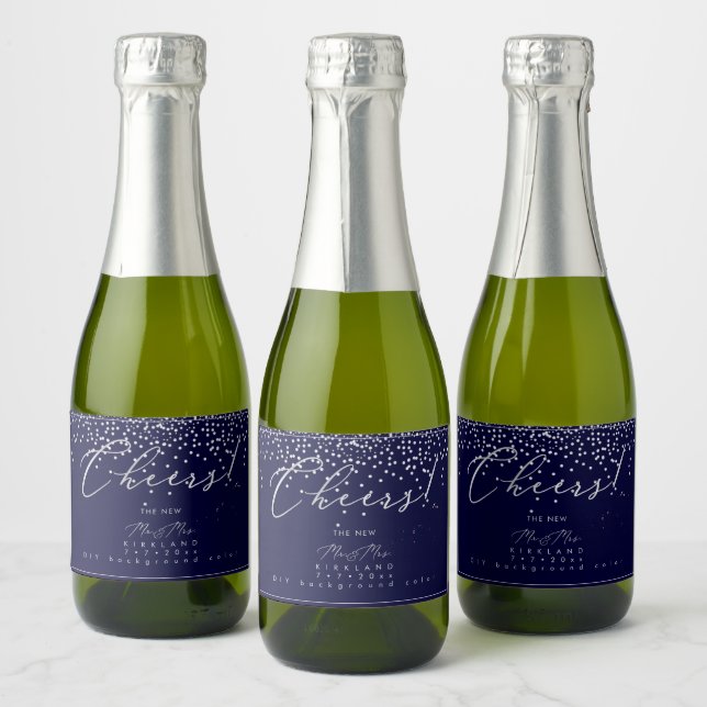 PixDezines Cheers Confetes Faux Prata DIY Azul-Mar (Garrafas)