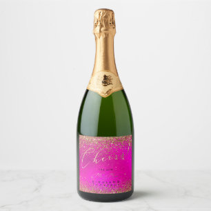 PixDezines Cheers Hot+Flashy Pink+Dourado Brilhant
