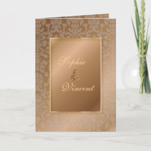 PixDezines Damask 4, Cobre, convites dobrados