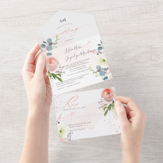 PixDezines Elegante Blush Peonies Todos Em Um Únic (Aba destacável)