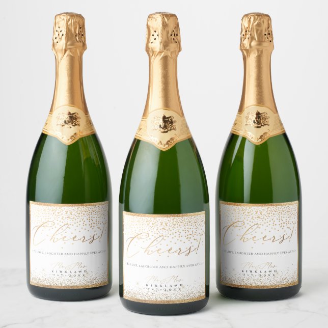 PixDezines Faux Dourado Script de Luxo Cheers+Conf (Garrafas)