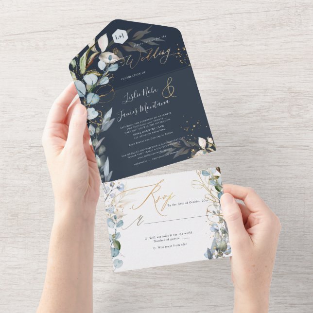 PixDezines H2 Rustic Dusty Blue Eucalyptus Dourado (Tearaway)