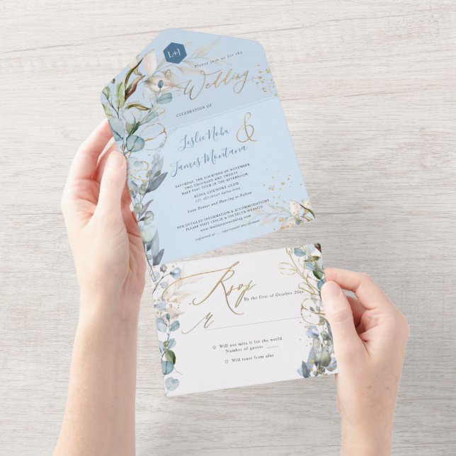 PixDezines H2 Rustic Dusty Blue Eucalyptus Dourado (Tearaway)