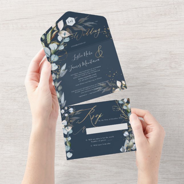 PixDezines H2 Rustic Dusty Blue Eucalyptus Dourado (Tearaway)