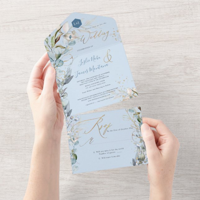 PixDezines H2 Rustic Dusty Blue Eucalyptus Dourado (Tearaway)