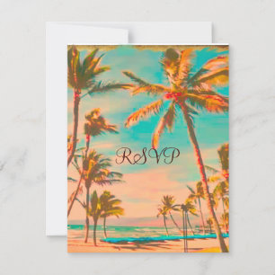PixDezines Large RSVP Vintage Hawaiian Beach/Teal