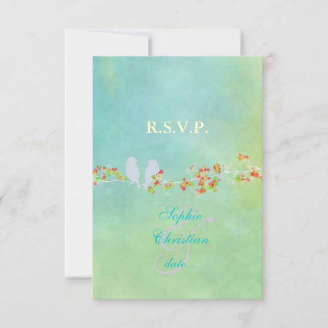 PixDezines Love bird on watercolor, RSVP (Frente)