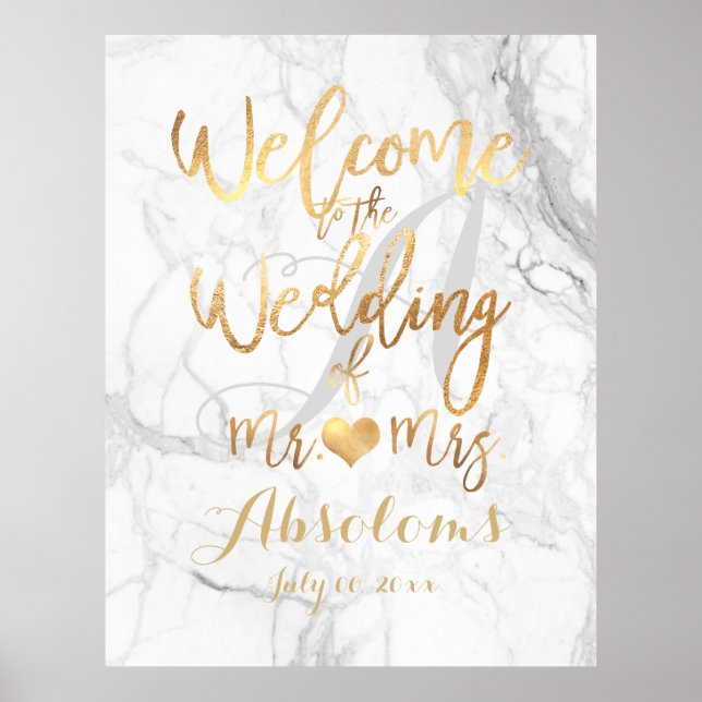 PixDezines Marble/Faux Dourado/Receptor Poster (Frente)