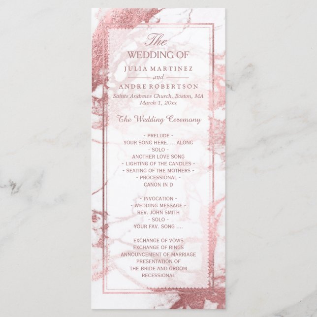 PixDezines Marble+Rose - Programa de Casamento de  (Frente)