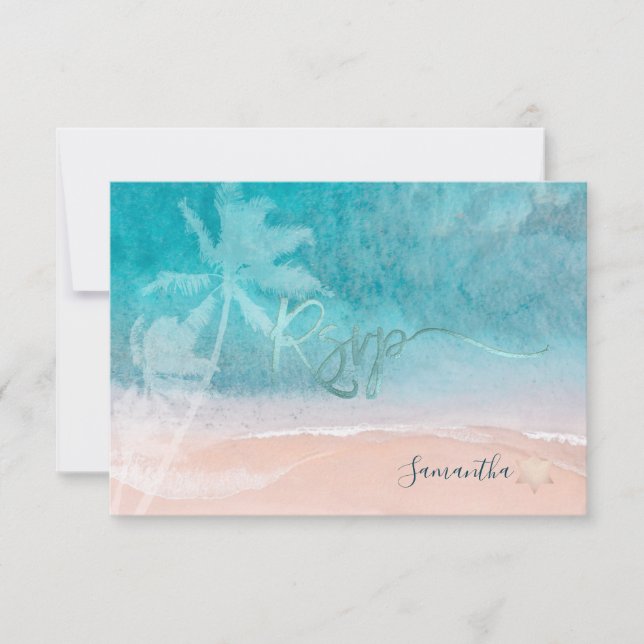 PixDezines Mitzvah RSVP Praia Palm Trees (Frente)