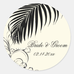 PixDezines palm de autocolantes de casamento/preto