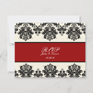 PixDezines Piqué, RSVPs Damask exigem convites 5x7