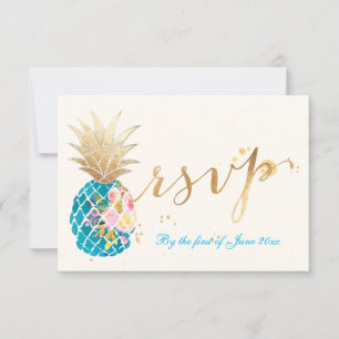 PixDezines rsvp Ananases/Traços Dourados de Pincel