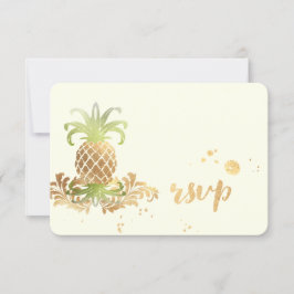 PixDezines RSVP Ananases/Traços Dourados de Pincel