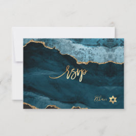 PixDezines RSVP Bar Mitzvah Ágata Azul-Teal Aquare