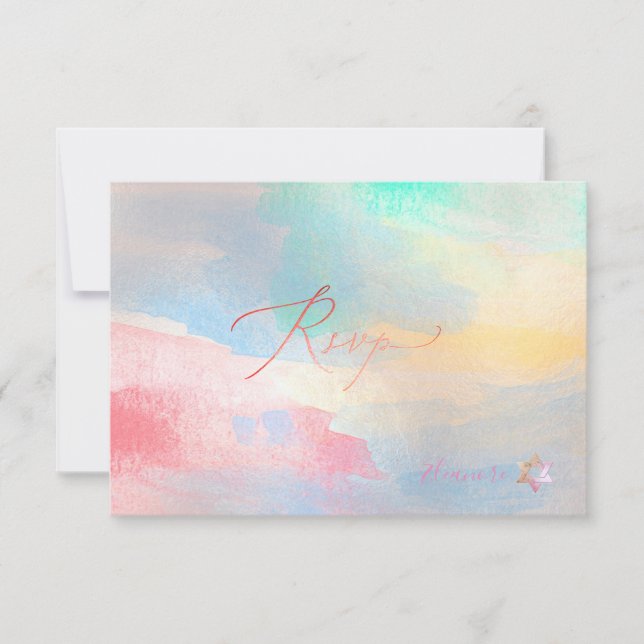 PixDezines RSVP Bat Mitzvah com Aquarela Escovada  (Frente)