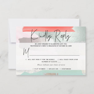 PixDezines RSVP com Refeição, Arte Moderna, Coral 